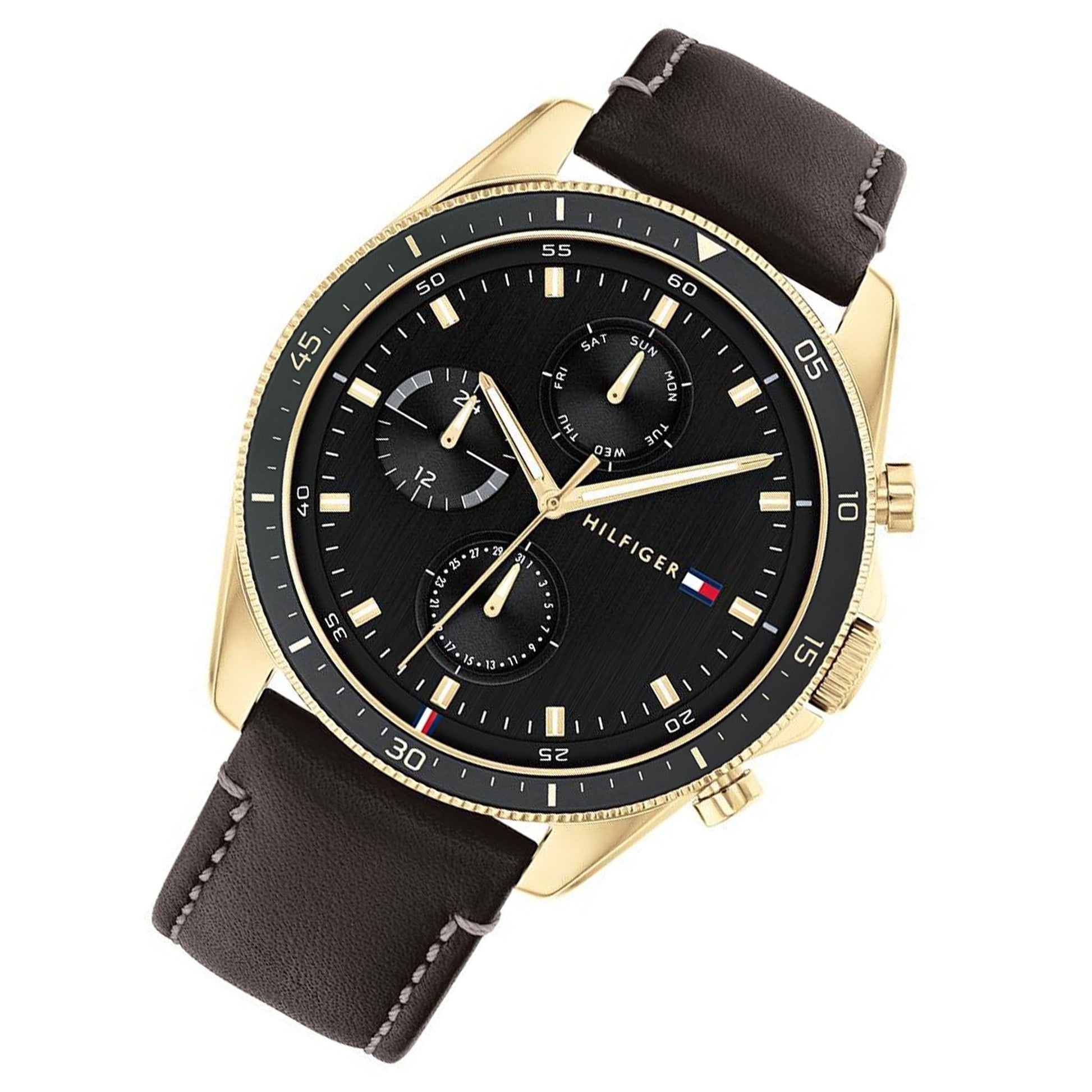 Buy Tommy Hilfiger Mens Quartz Leather Strap Black Dial 44mm Watch - 1791836 in Pakistan