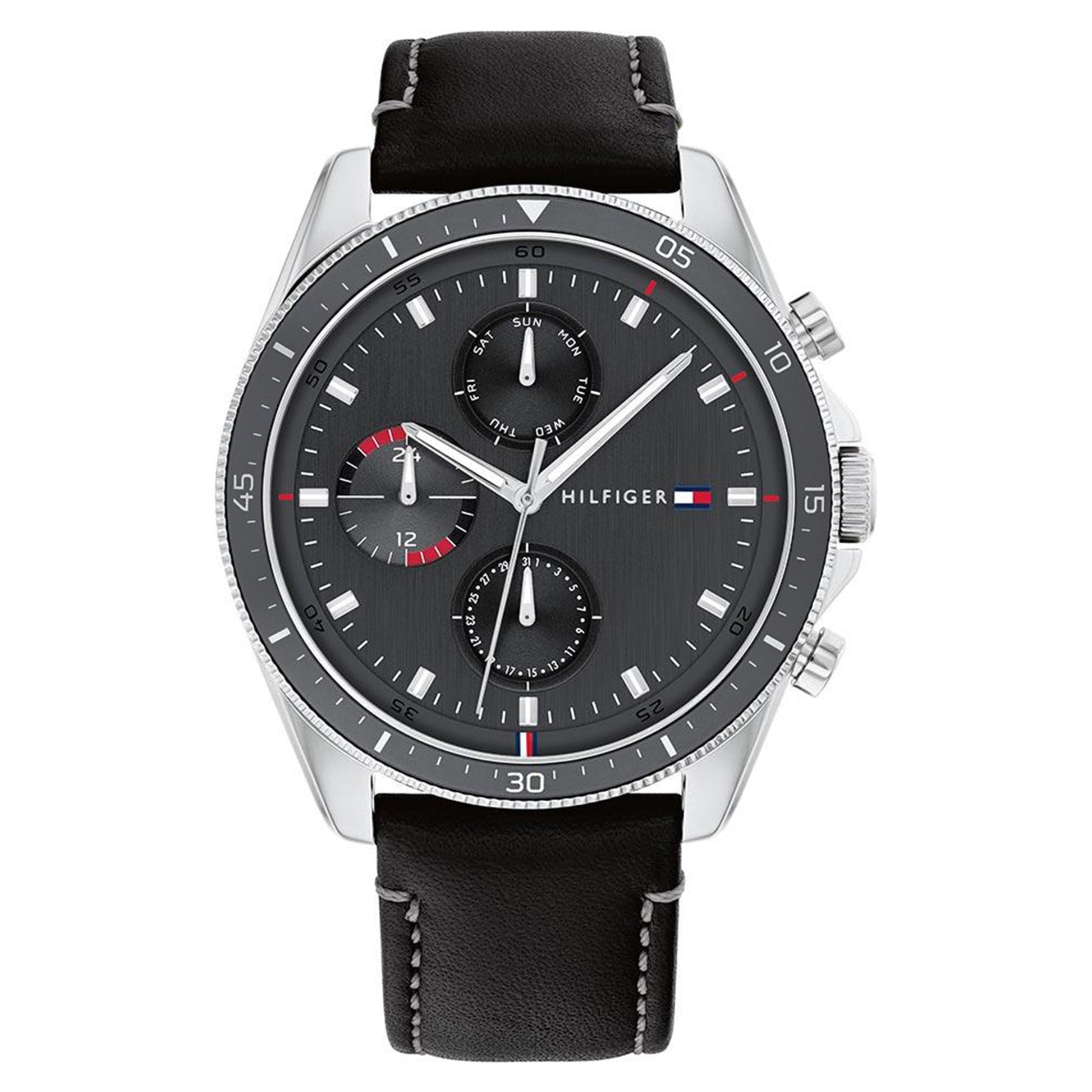 Buy Tommy Hilfiger Mens Quartz Leather Strap Black Dial 44mm Watch - 1710449 in Pakistan