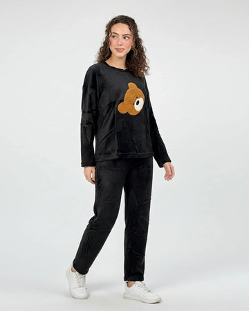 Buy Sajiero Fleece Pajama Suit Bear - Black in Pakistan