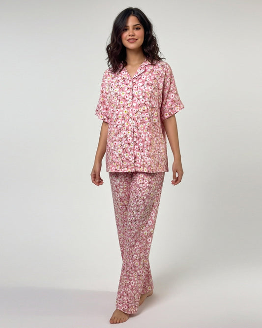 Buy Sajiero Linen Pajama Suit - Blossom Dream in Pakistan