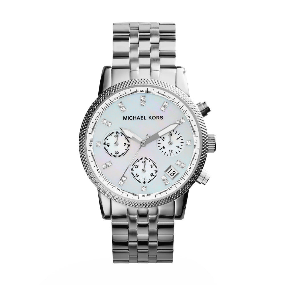 Buy Michael Kors Chronograph Mother Of Pearl Dial Silver Strap Ladies Watch - Mk5020 in Pakistan