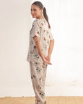 Buy Sajiero Silk Pajama Suit with Scrunchie - Lily Mist in Pakistan