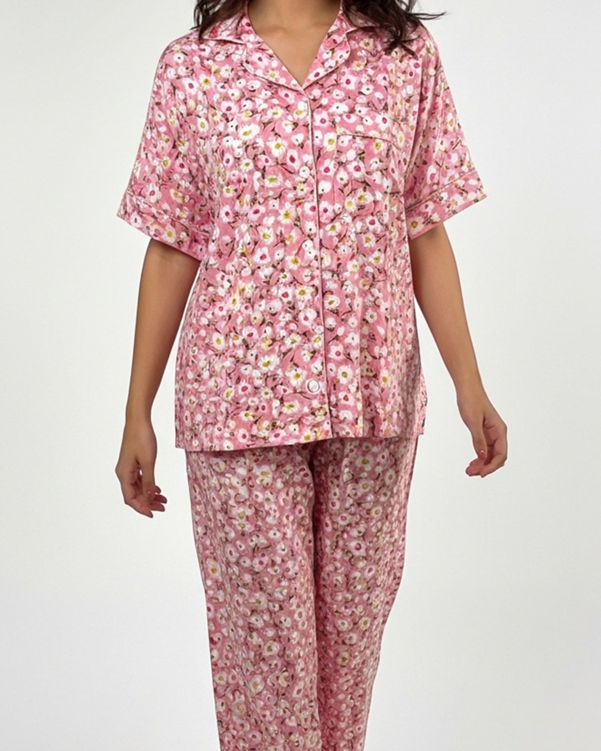 Buy Sajiero Linen Pajama Suit - Blossom Dream in Pakistan