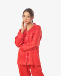 Buy Silk Pajama Suit with Scrunchie - Pearl in Pakistan