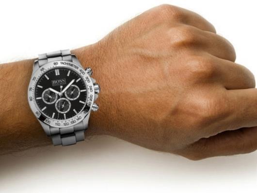 Buy Hugo Boss Mens Chronograph Quartz Stainless Steel Black Dial 46mm Watch - 1512965 in Pakistan