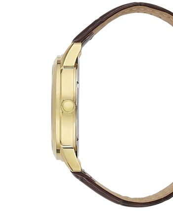 Buy The Minimalist Gold Dial Brown Leather Strap Watch For Men in Pakistan