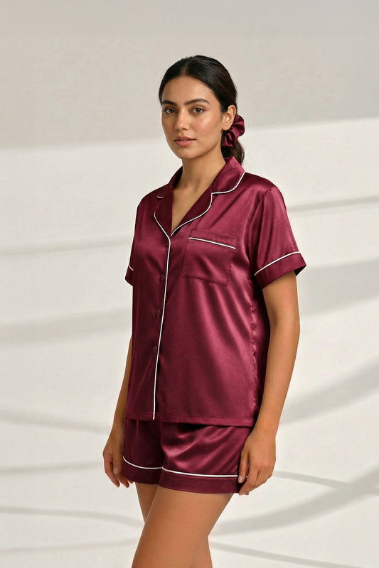 Buy Summer Chill Set With Scrunchie - Maroon in Pakistan