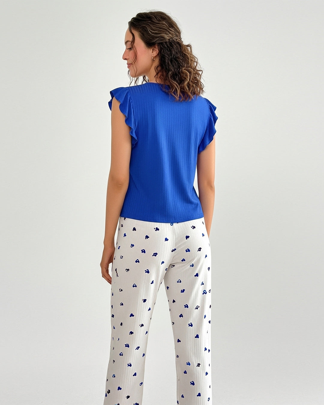 Buy Sajiero Cotton PJ Set - Heart Ease - Blue in Pakistan