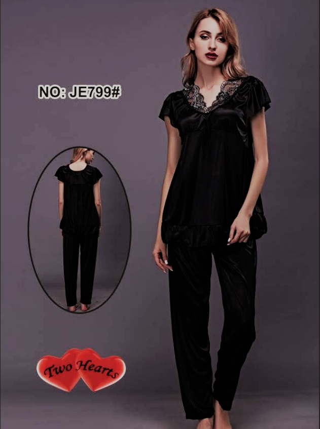 Buy Sajiero Two Hearts 100% Silk Pajama Suit in Pakistan