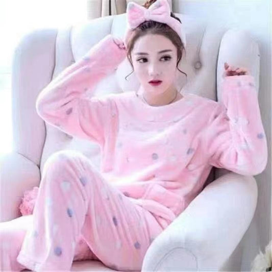 Buy Sajiero Fleece Pajama Suit - Pink Bloom in Pakistan