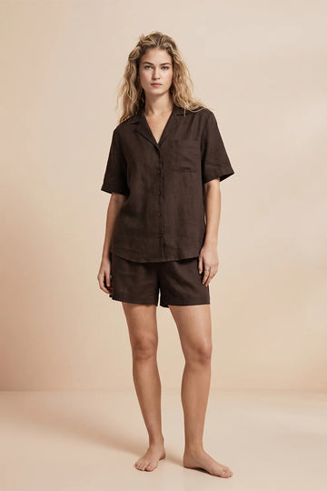 Linen Shortie Set - Mocha