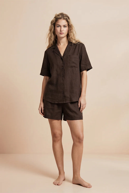 Buy Linen Shortie Set - Mocha in Pakistan