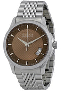 Buy Gucci G Timeless Brown Diamond Dial Silver Steel Strap Watch for Men - YA126412 in Pakistan