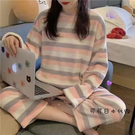 Buy Sajiero Fleece Pajama Suit - Stripy Glow in Pakistan