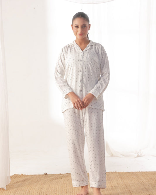 Buy Sajiero Linen Pajama Suit - SoftDot Sheer in Pakistan