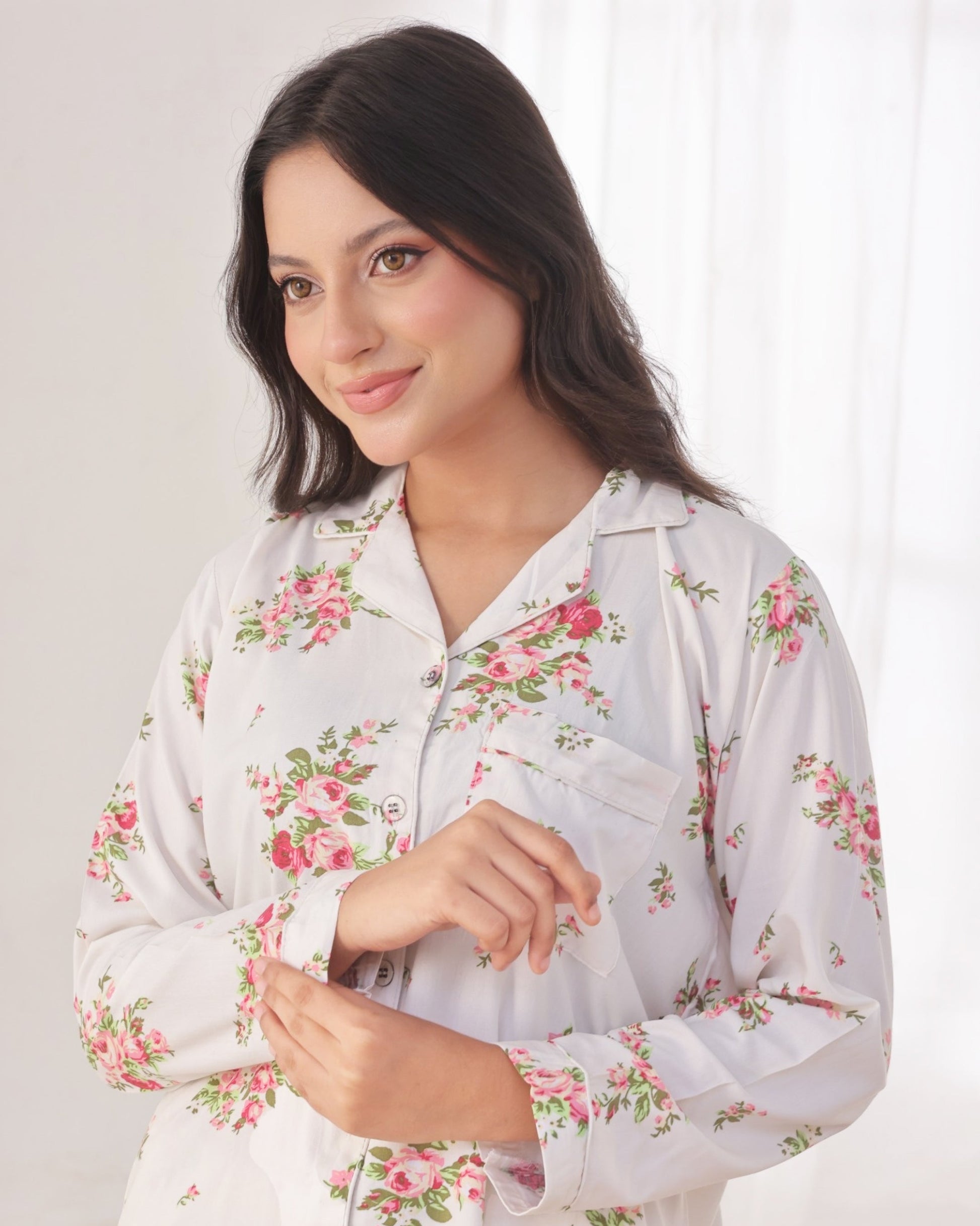 Buy Sajiero Linen Pajama Suit - Blossom Dream in Pakistan