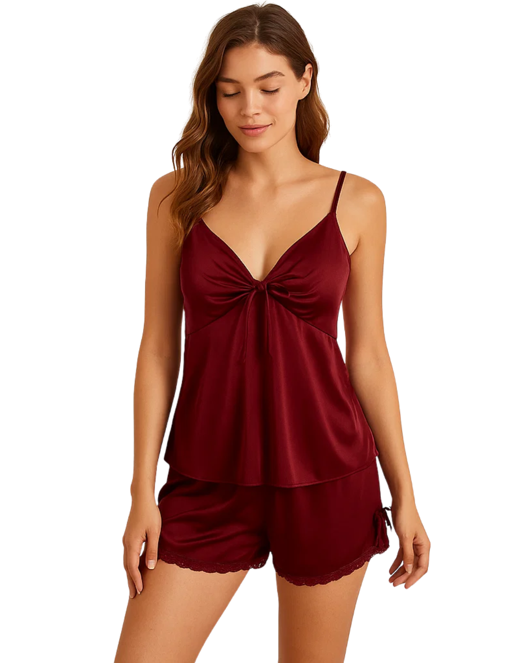 Buy Sajiero 2 Piece Inner Top and Short Silk Cami Set in Pakistan
