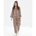 Buy Sajiero Silk Pajama Suit with Scrunchie - Cheetah Charm in Pakistan