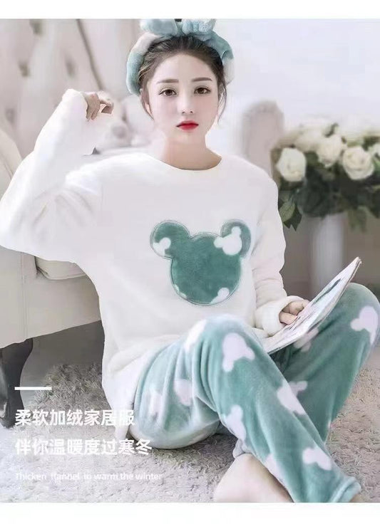 Buy Sajiero Fleece Pajama Suit - Minty Bear in Pakistan
