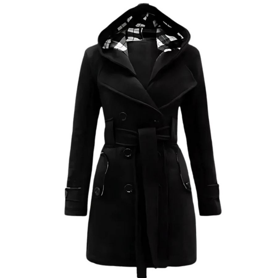 Buy Sajiero Fleece Double Breasted Waist Belt Long Coat in Pakistan
