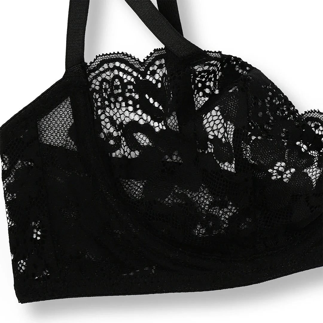 Buy Sajiero Bra Set - Black Lace Net in Pakistan