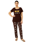 Buy Sajiero Cotton PJ Set - Mocha Bloom in Pakistan
