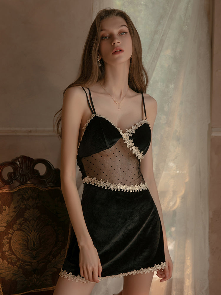 Buy Florea - Velvet Lace Mesh Slip - 12067 in Pakistan