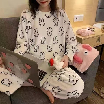 Buy Sajiero Fleece Pajama Suit - Bunny Bliss in Pakistan