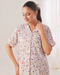Buy Sajiero Silk Pajama Suit with Scrunchie - Rainbow Bliss in Pakistan