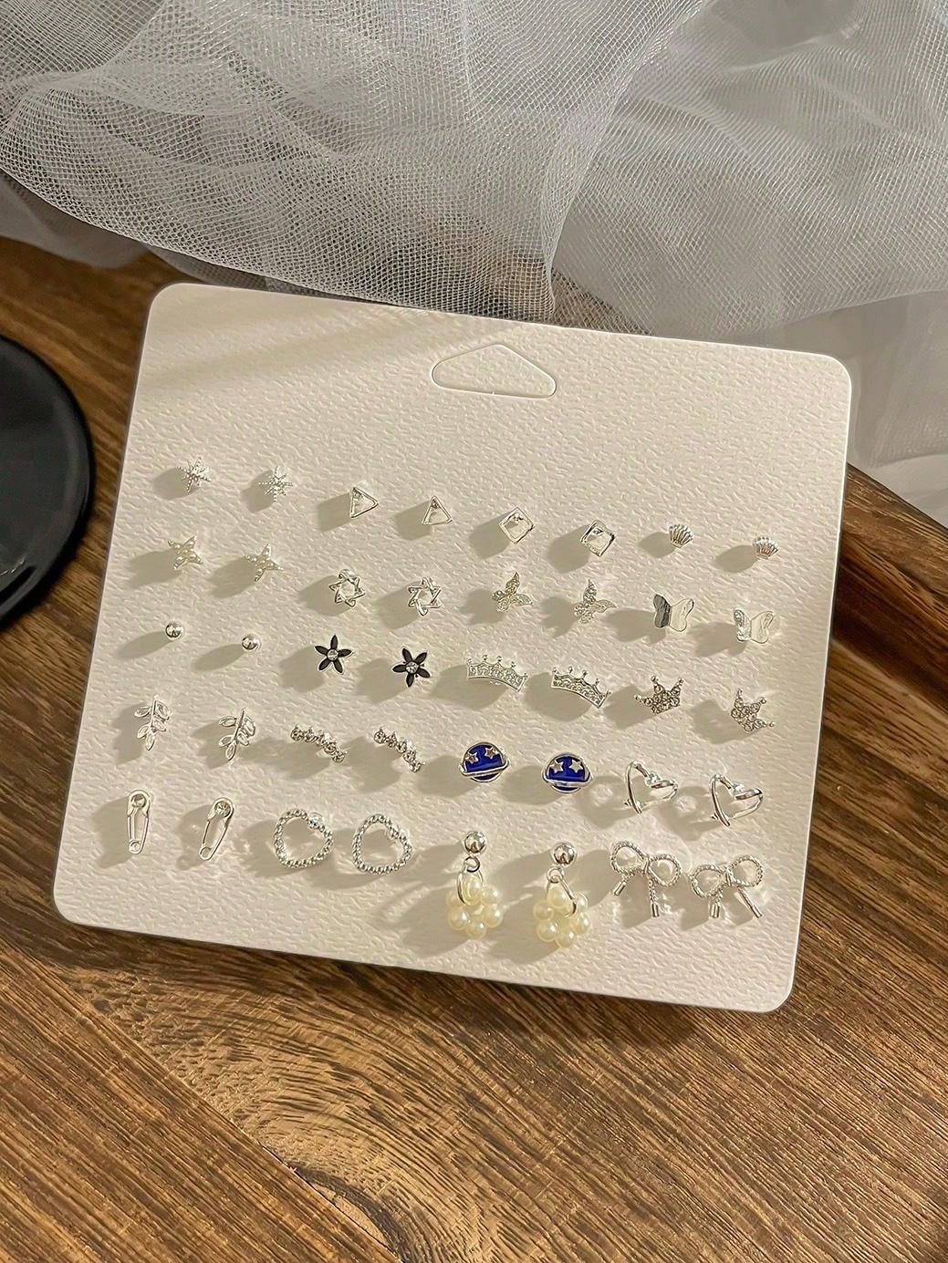 Buy SHEIN 1 Set Of 20 Pairs Of Planet Series Exquisite Earrings Zinc Alloy Butterfly Crown Earring Set For Women's Daily Use in Pakistan