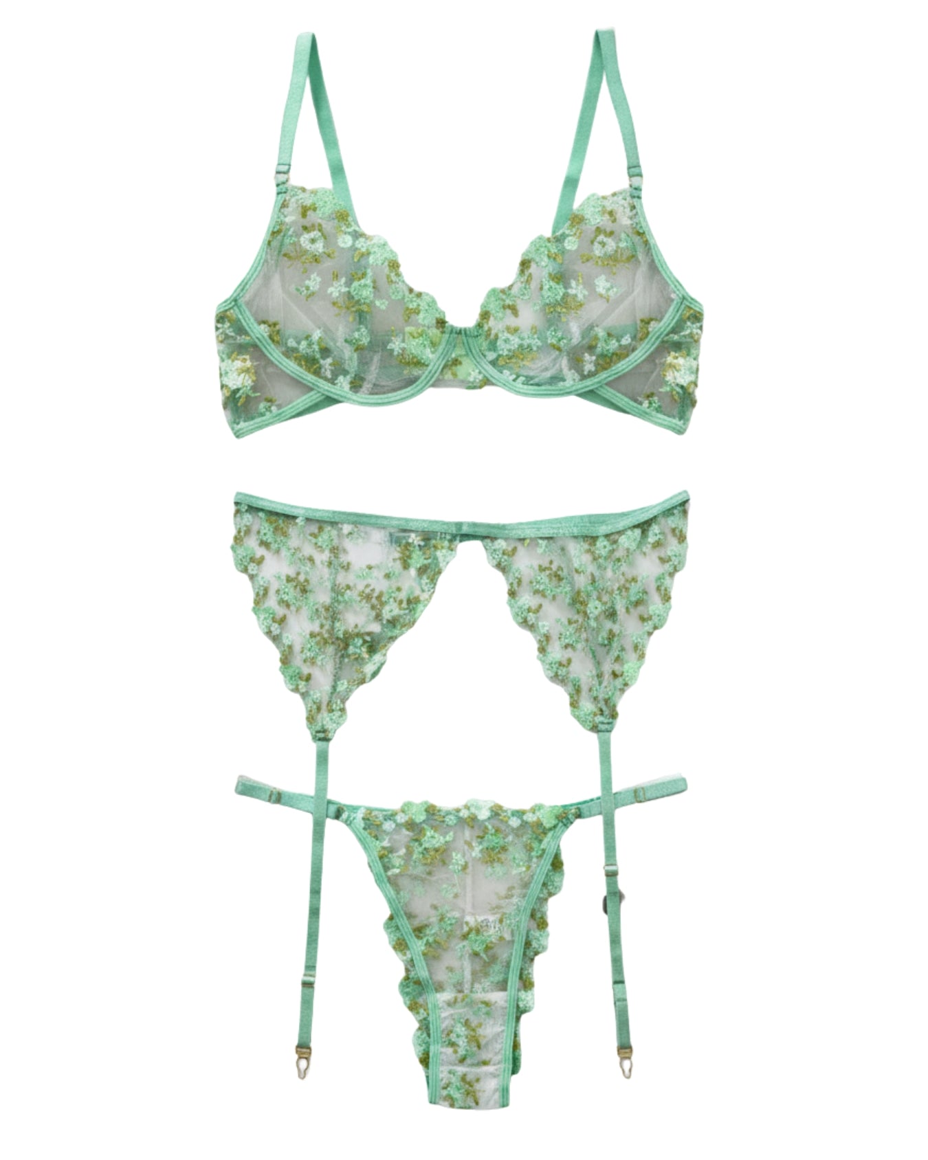Buy Sajiero Garter Set - Blossom Muse - Green in Pakistan