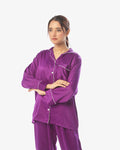 Buy Silk Pajama Suit with Scrunchie - Pearl in Pakistan