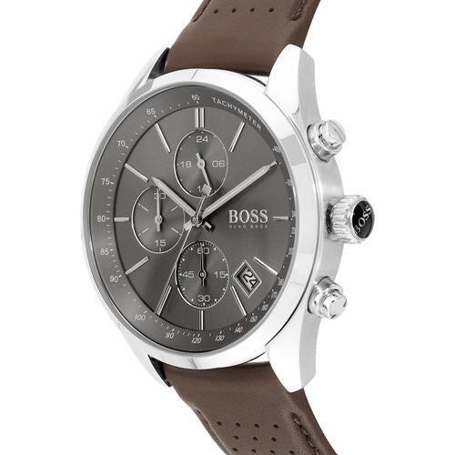 Buy Hugo Boss Mens Chronograph Quartz Leather Strap Grey Dial 44mm Watch - 1513476 in Pakistan
