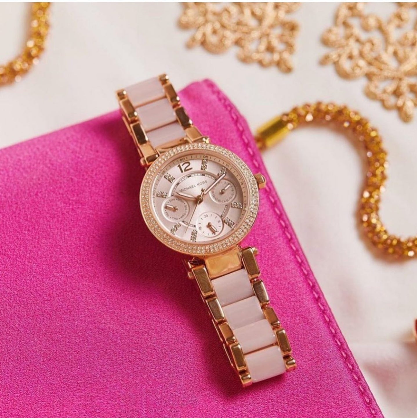 Buy Michael Kors Parker Women's Watch Rose Gold Dial Rose Gold Steel Strap - Mk6512 in Pakistan