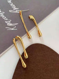 Buy SHEIN 1pair European And American Simple Long Metal Dangling Water Drop Earrings in Pakistan