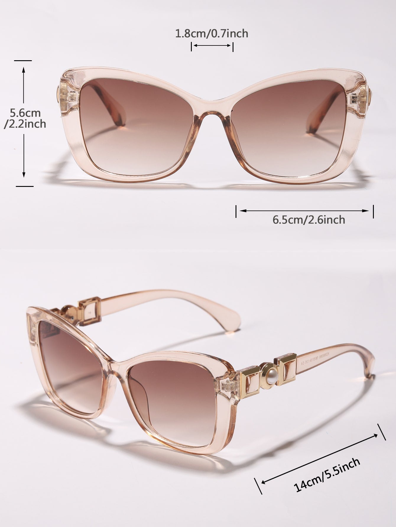 Buy SHEIN 1pair Faux Pearl Decor Cat Eye Sunglasses Summer Beach Travel Accessory in Pakistan