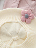 Buy SHEIN 1pc Baby 0-3 Years Old Baby Children's Beret, Cute Boys And Girls Knitted Hat, Floral Fashion Solid Color Spring And Winter Winter Winter Warm Children's Hat in Pakistan