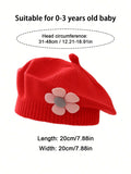 Buy SHEIN 1pc Baby 0-3 Years Old Baby Children's Beret, Cute Boys And Girls Knitted Hat, Floral Fashion Solid Color Spring And Winter Winter Winter Warm Children's Hat in Pakistan
