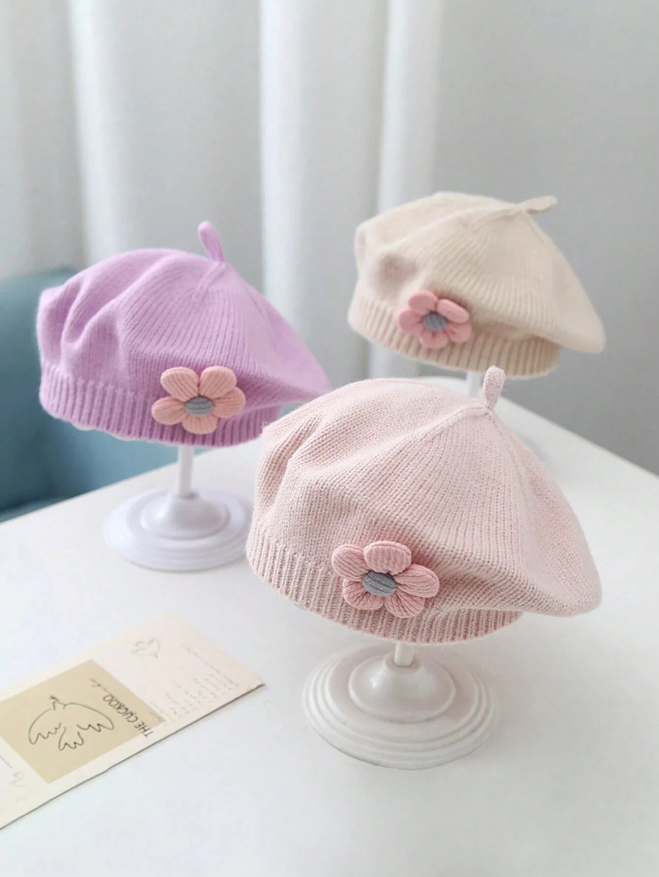 Buy SHEIN 1pc Baby 0-3 Years Old Baby Children's Beret, Cute Boys And Girls Knitted Hat, Floral Fashion Solid Color Spring And Winter Winter Winter Warm Children's Hat in Pakistan
