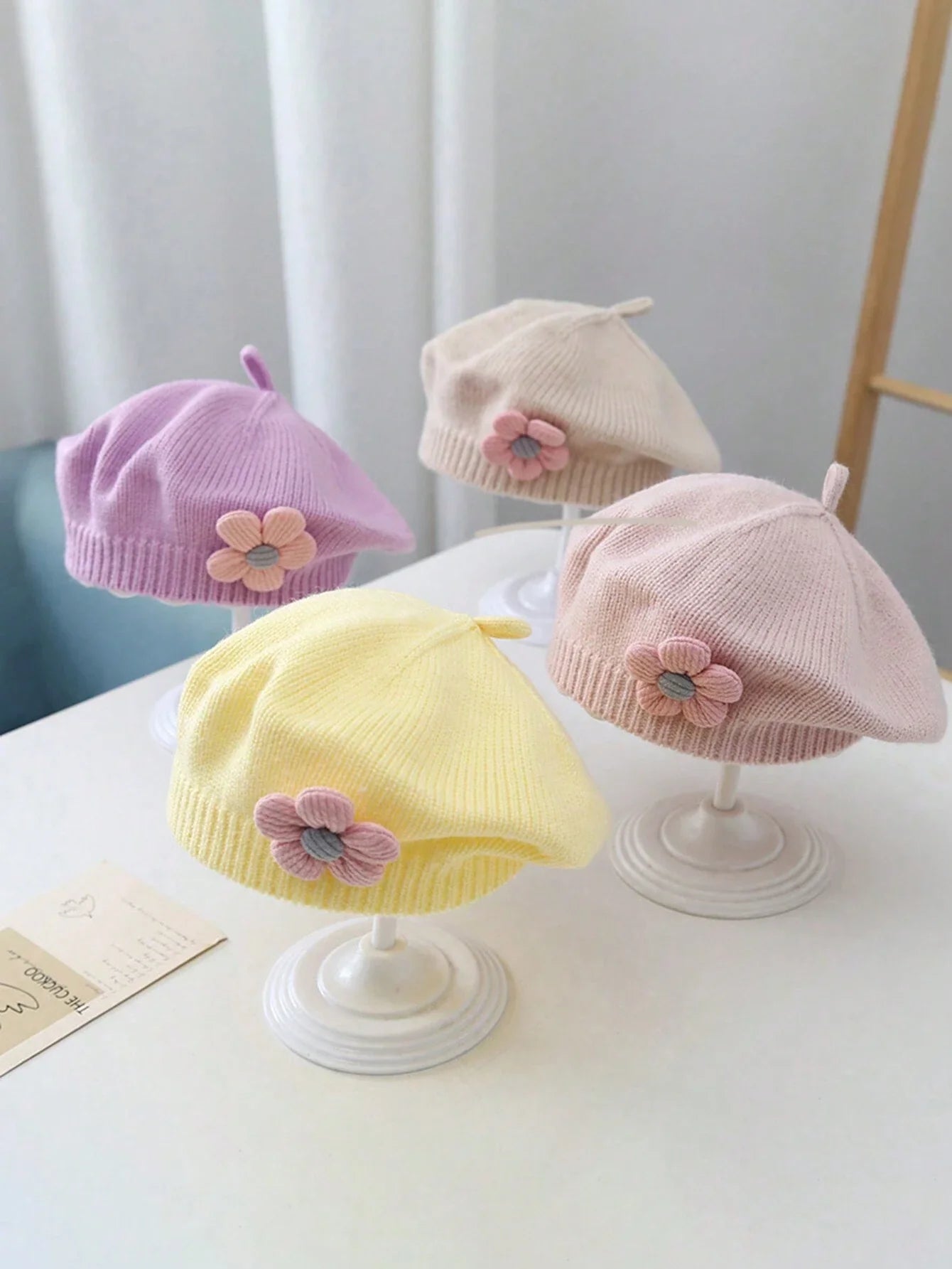 Buy SHEIN 1pc Baby 0-3 Years Old Baby Children's Beret, Cute Boys And Girls Knitted Hat, Floral Fashion Solid Color Spring And Winter Winter Winter Warm Children's Hat in Pakistan