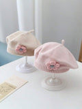 Buy SHEIN 1pc Baby 0-3 Years Old Baby Children's Beret, Cute Boys And Girls Knitted Hat, Floral Fashion Solid Color Spring And Winter Winter Winter Warm Children's Hat in Pakistan