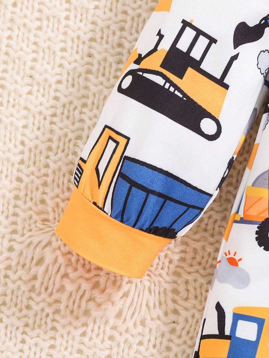 Buy 1pc Baby Boy Cute Cartoon Truck Print Comfortable Long Sleeve Jumpsuit, Suitable For Autumn & Winter in Pakistan