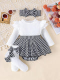 Buy SHEIN 1pc Baby Girls' Cute Long Sleeve Splice Romper, Thin For Spring And Autumn in Pakistan