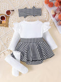Buy SHEIN 1pc Baby Girls' Cute Long Sleeve Splice Romper, Thin For Spring And Autumn in Pakistan