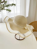 Buy SHEIN 1pc Bohemian Heart & Slogan Graphic Bow Decor Straw Hat For Summer Beach Boho in Pakistan