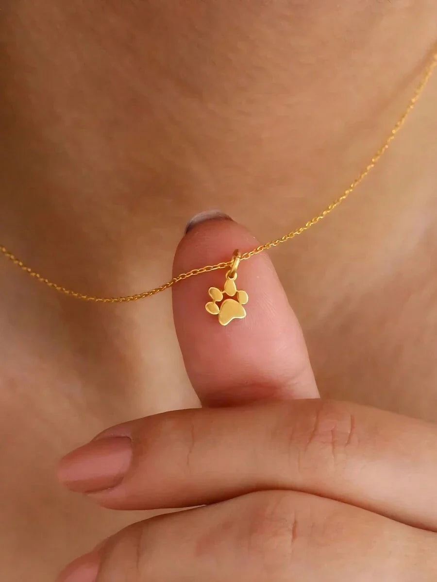 Buy SHEIN 1pc Cute Stainless Steel Cat/Dog Paw Pendant Necklace in Pakistan