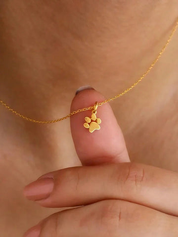 Buy SHEIN 1pc Cute Stainless Steel Cat/Dog Paw Pendant Necklace in Pakistan