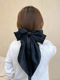 Buy SHEIN 1pc Elegant Black Large Ribbon Bow Spring Clip Hair Clip, Suitable For Daily Use, Festivals, Parties, Gifts in Pakistan