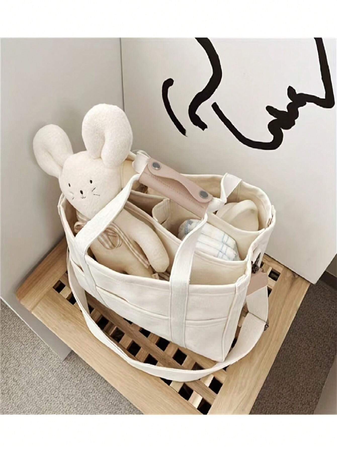 Buy SHEIN 1pc Fashionable Mommy Bag Large Capacity Canvas Shoulder Bag Crossbody Bag Portable Baby Product Storage Bag For Outings in Pakistan