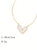 Buy SHEIN 1pc Golden Plated Stainless Steel Necklace With White Acrylic Heart Pendant in Pakistan